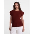 thumbnail image 2 of Scenario Women's Sweater with Flutter Sleeves, Lightweight, Sizes XS-XXXL, 2 of 6