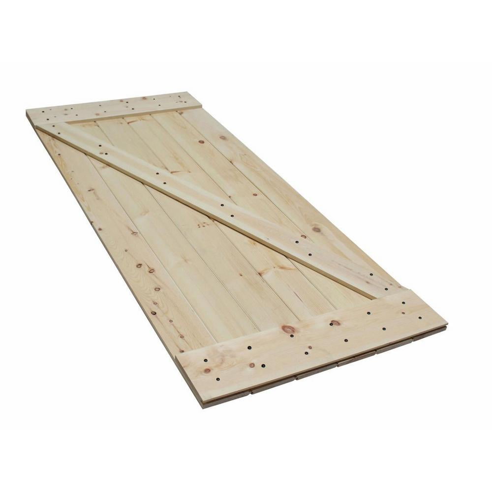 CALHOME 36 in. x 84 in. Unfinished Z-Bar 100% Knotty Pine Interior Barn Door