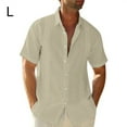 thumbnail image 4 of thinsony Traveling Casual Style Men's Button Down Shirt Summer Pool Party Solid Color Simple Design Slim Fit Tops Daily Clothes Khaki L, 4 of 5