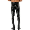 thumbnail image 4 of Doomiva Men's PVC Leather Skinny Pants Stage Club Solid Zipper Crotch Stretch Tight Leggings Black 4XL, 4 of 7