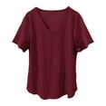 thumbnail image 3 of Outfmvch short sleeve shirts for women plain t shirts for women athletic shirts women summer shirts linen clothes Scallops V Neck Tops Comfortable Breathable Short Sleeved V Neck T Shirt S, 3 of 6