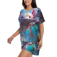 thumbnail image 2 of Rateoe Cute Underwater Axolotl Pattern Women's Short-Sleeved Pajama Set - 2 Piece Soft and Lightweight Sleepwear Set-Medium, 2 of 7