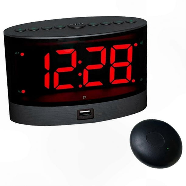 Wireless Vibrating Alarm Clock with Dual Alarms for Deep Sleepers and Hearing Impaired