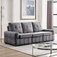thumbnail image 4 of Living Room Sofa, Modern Upholstered Sofa Couch with Underneath Storage Space and Thicken Armrest, 3-Seat Tufted High Back Sofa with Solid Wood Legs for Apartment Compact Living Space, Gray, 4 of 7