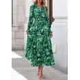 thumbnail image 4 of Vestido Maxi Floral PRETTYGARDEN con Escote en V y Mangas Largas Talla M, 4 of 8