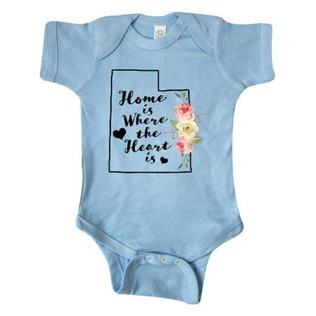 

Inktastic Utah Home is Where The Heart is with Watercolor Floral Gift Baby Girl Bodysuit