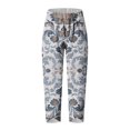 thumbnail image 5 of Taqqpue Womens Linen Pants Loose Floral Prirted Elastic High Waisted Wide Leg Pants Baggy Lounge Pant Comfy Soft Trousers Resort Wear Relaxed Fit Straight Leg Crop Trousers with Pockets, 5 of 5
