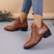 thumbnail image 1 of Teissuly Winter New Large Size Ladies Slope With Women's Shoes Retro Small Leather Shoes Front Strap Low Heel And Ankle Small Leather Shoes Teissuly WER202312146673, 1 of 6