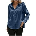 thumbnail image 3 of Horkkom Button Down Shirts for Women Long Sleeve Solid Color Dress Shirts Silk Business Office Work Tops S, 3 of 6