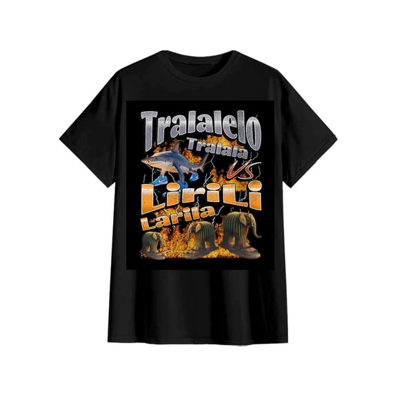 Tralalero Tralala Lirili Larila Graphic Summer T-Shirts Italian Brainrot Animals meme Themed Short Sleeve Tshirts Crewneck Print Tops Loose Fit