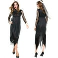 thumbnail image 2 of IROINNID Halloween Costumes For Women Asymmetrical Dress Vampire Cosplay Dark Angel Halloween Costume Dress,Black, 2 of 9