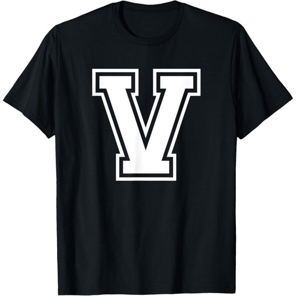 Letter V Name Initial Varsity Alphabet Monogram T-Shirt