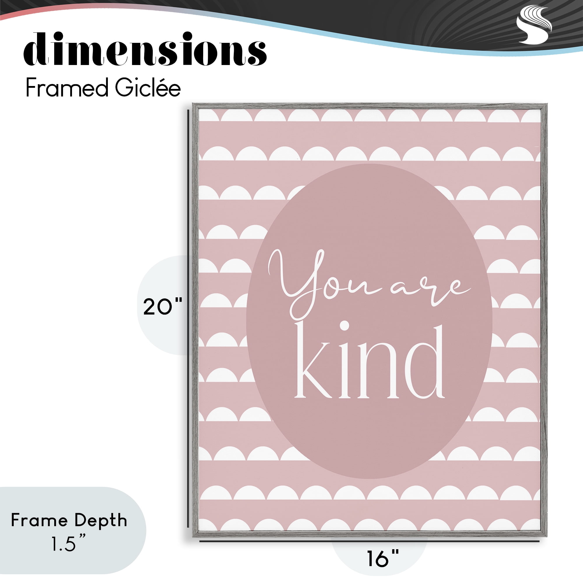 Stupell Industries You Are Kind Blush Pink Gray Framed Giclee Art, design by Christine Simpson Art