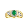 thumbnail image 1 of RYLOS Men's Rings 14K Yellow Gold Classic 7X5MM Oval Gemstone & Diamond Designer Ring Emerald May Birthstone Rings For Men Size 11, 1 of 7