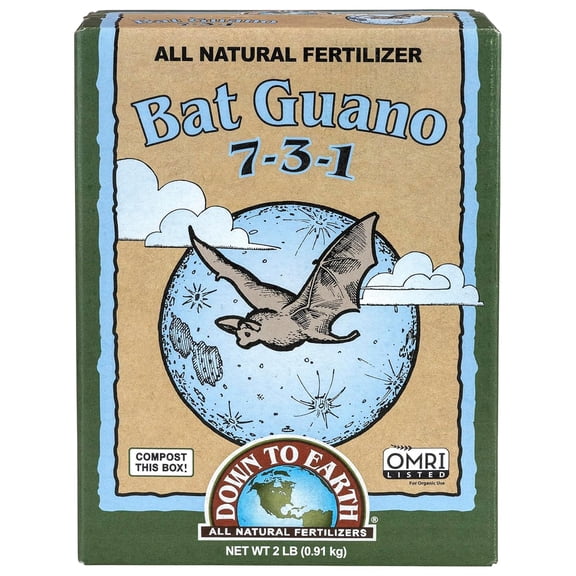 Organic Bat Guano - High Nitrogen Plant Food for Vegetative Growth 7-3-1, 2 lb