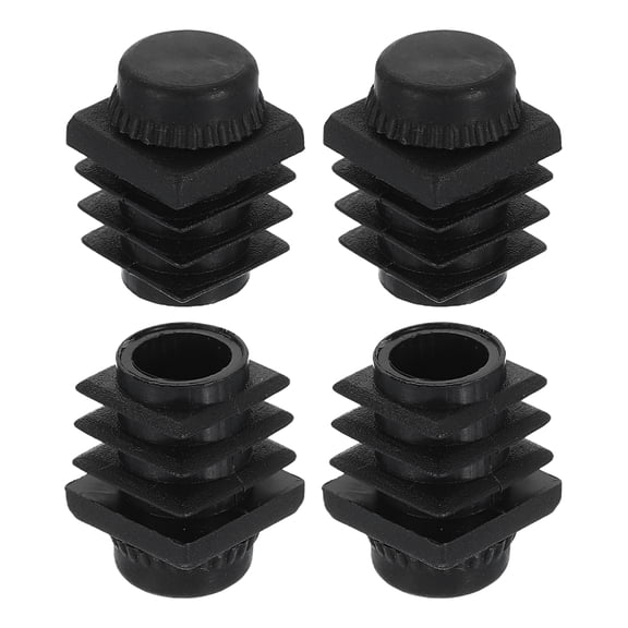 Uxcell 4 Set Leveling Feet, M6x15x15mm Plastic Adjustable Furniture Leg Leveling Square Threaded Insert Screw-in Glide Levelers for Table Chair Furniture, Black