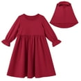 thumbnail image 3 of IBTOM CASTLE Muslim Baby Girls Abaya Dress with Hijab 2PCS Toddler Kids Girl Islamic Ramadan Dresses Casual Robe Prayer Clothes Set 2-3 Years Wine Red, 3 of 8