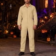 thumbnail image 2 of Mens Solid Color Coveralls Collared Long Sleeve Zip Up Utility Jumpsuits with Pockets Mechanic Workwear Boiler Suits, 2 of 8