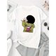 thumbnail image 2 of Women's Quirky Cartoon Graphic Tee - Black Casual Crew Neck Short Sleeve T-Shirt, Soft Polyester Blend, Fun Summer Top for Casual Attire, Vacation Tshirt | Playful Graphic Tee | Machine Washable Top, 2 of 6