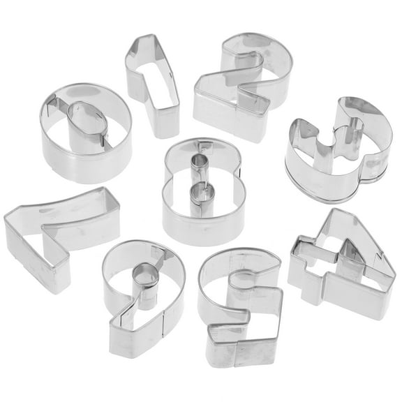 BRIGHTFUFU 10pcs Number Cookie Cutters Cookie Making Molds Cookie Cutter Stainless Steel Biscuits Molds