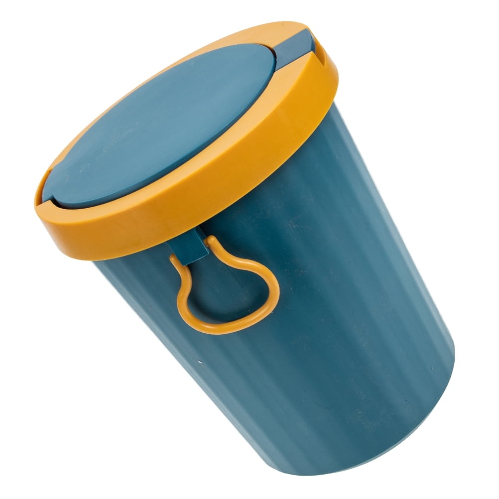 IBASETOY Plastic Wastebasket with Lid Small Household Trash Can for Bedroom Bathroom