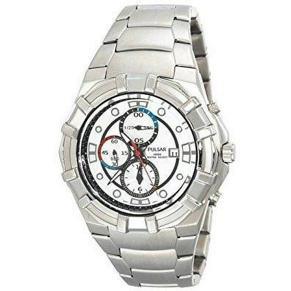 men's pf8257 chronograph silver dial stainless steel watch