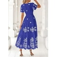 thumbnail image 5 of PRETTYGARDEN Boho Dresses for Women Summer Spring Casual Floral Short Sleeve V Neck Maxi Elastic Waist Dress Pockets, 5 of 10
