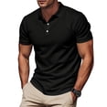 thumbnail image 2 of Fabrcox Quick Dry Mens Polo Shirts Short Sleeve Button Collared Mens Work Shirts Casual Outdoor Athletic Breathable Golf Shirt Men Black S, 2 of 9