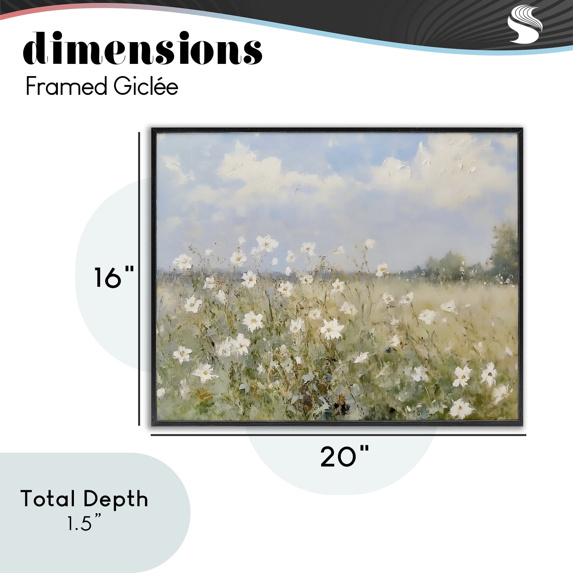 Stupell Industries Neutral Wildflower Field in Bloom Black Framed Giclee Art, design by LSR Design Studio