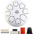 thumbnail image 3 of Rain Chime Drum - 8 Note 6 Inch Rain Drum for Outside Garden, with Bag, Music Book, Drumsticks, Mallet Holder and Finger Paddles, Waterproof Musical Rain Drum for Garden (White), 3 of 14