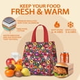 thumbnail image 5 of Pioneer Flower Floral Print Pattern Insulated Lunch Bag for Women & Adults,Large Portable Soft Cooler Lunch Bag,Thermal Food Storage Tote with Pearl Cotton,8.66L,8.75x5.75x9.5 Inch, 5 of 6