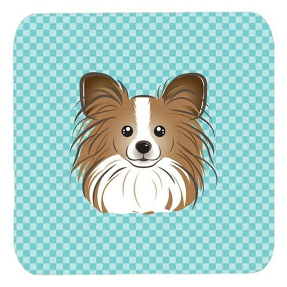 3.5 x 3.5 In. Checkerboard Blue Papillon Foam Coasters, Set Of 4