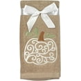 thumbnail image 5 of Serafina Home Fall Bathroom Fingertip Towels – Set of 2 Beige 100% Cotton Embroidered White Pumpkin & Vine Design – 18 x 12” Decorative Bath & Kitchen Towels, 5 of 7
