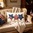 thumbnail image 6 of Qjidjing Patriotic Pillowcase, Backrest Cover, Fabric Decorated with Five Pointed Star and Flag Letter Printed, for Sofa Backrest Decor, Bedroom, Independence Day Home Holiday Ornament, 6 of 6