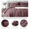 thumbnail image 4 of Davulos Full Size Comforter Sets with Sheets Dusty Plum,7 Pieces Pintuck Bed in a Bag Full Bed Set for Man Women Pinch Pleat Bedding Set All Season, 4 of 8