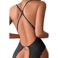 thumbnail image 6 of QYLUX Sexy Lingerie for Women Deep V Teddy Sheer Lace Bodysuit One Piece Babydoll,Black,L, 6 of 7