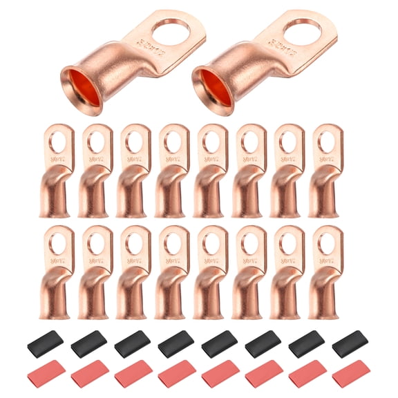 8 Pcs 3/0 AWG - 1/2" Copper Cable Lugs, Battery Cable End with 8pcs Heat Shrink