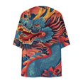 thumbnail image 5 of miqiqism Womens Lightweight Cardigan Trendy Cozy Loose fit Dragon Printed Kimono Cover up Lightweight Blouses Juniors Fashion Open Front Pleated Cardigans,R#01_Red,Small, 5 of 5