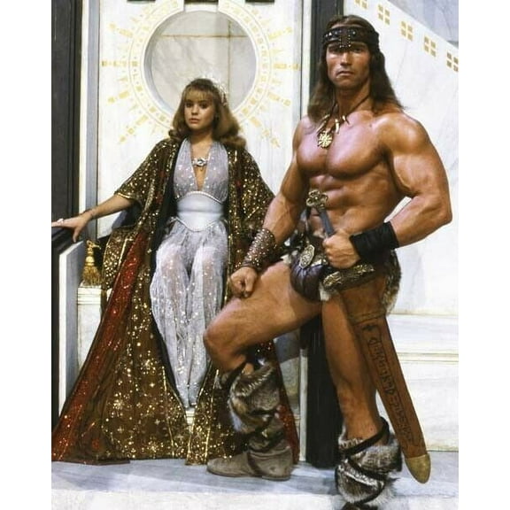 Conan The Destroyer Olivia D'Abo sits on throne Arnold Schwarzenegger poster