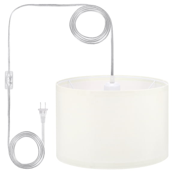 Uxcell Plug in Pendant Light, 15Ft Rope Cord Hanging Lamp Fixture for Bedroom Kitchen Living Room, Beige White