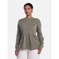 thumbnail image 2 of Scenario Women's Peplum Fleece Pullover with Long Sleeves, Size XS-XXXL, 2 of 6