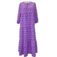 thumbnail image 5 of RYDCOT Summer Boho Maxi Dresses for Women 2024 Loose Fit Casual V Neck Half Puff Sleeve Floral Geometric Ruffle Flowy Long Dresses Clearance Purple, 5 of 5