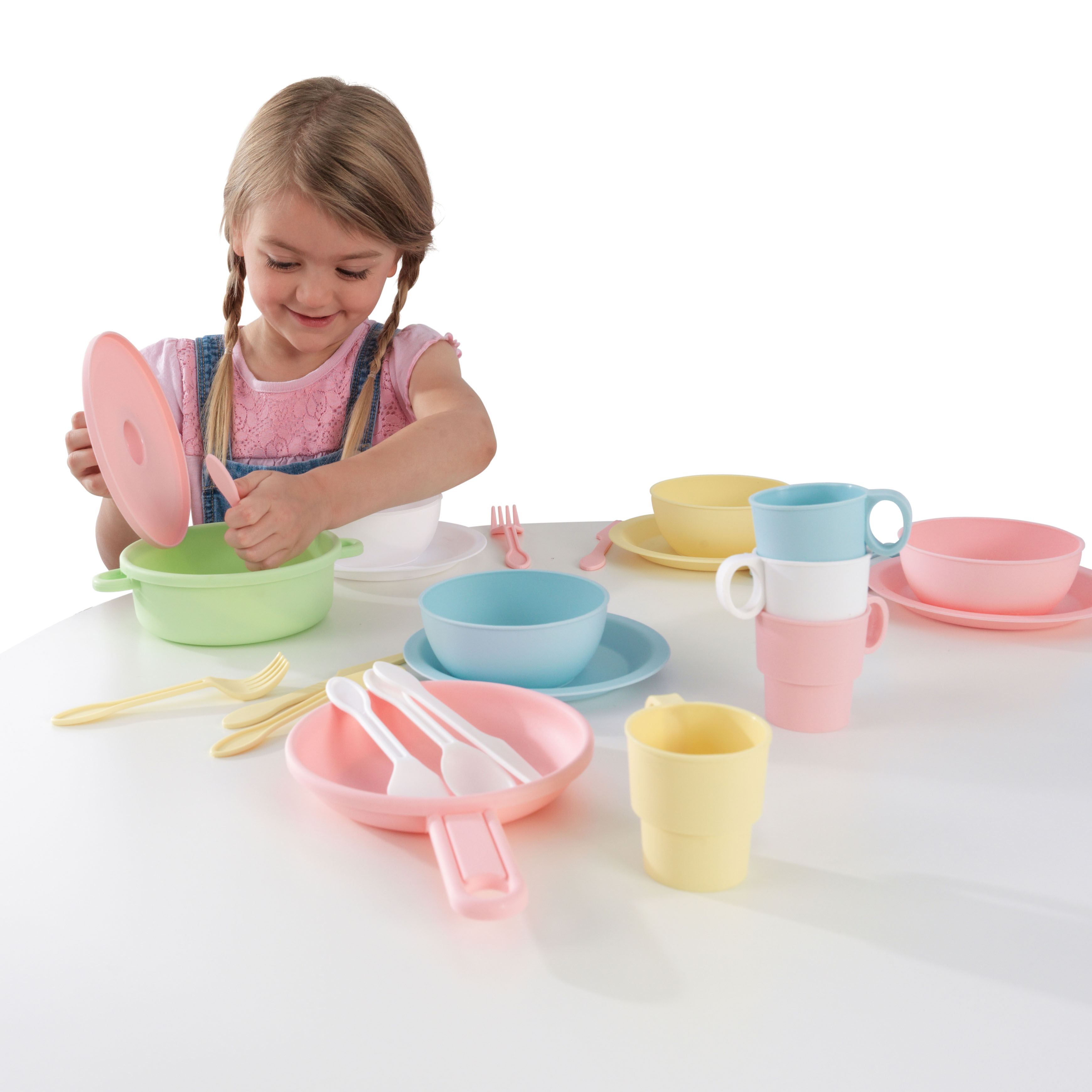 KidKraft 27-Piece Pastel Cookware Set, Plastic Dishes & Utensils for Play Kitchens - image 4 of 5