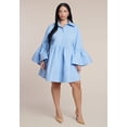 thumbnail image 2 of ELOQUII Women's Plus Size Poplin Ruffle Flare Mini Dress, 2 of 5