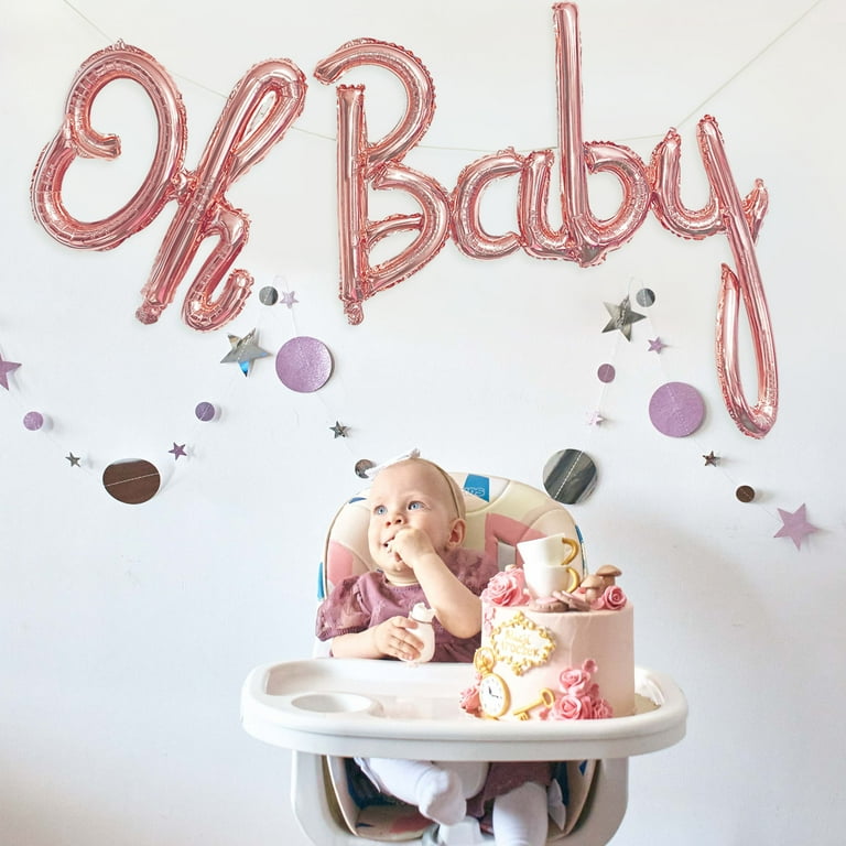 Way to Celebrate! Air Filled Oh Baby Balloon Banner - Rose Gold - 1 Each