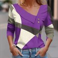 thumbnail image 2 of FAIWAD Long Sleeve Tunic Tops for Womens V Neck Button Down Tops Color Block Slim Lightweight Pullover Tops, 2 of 4