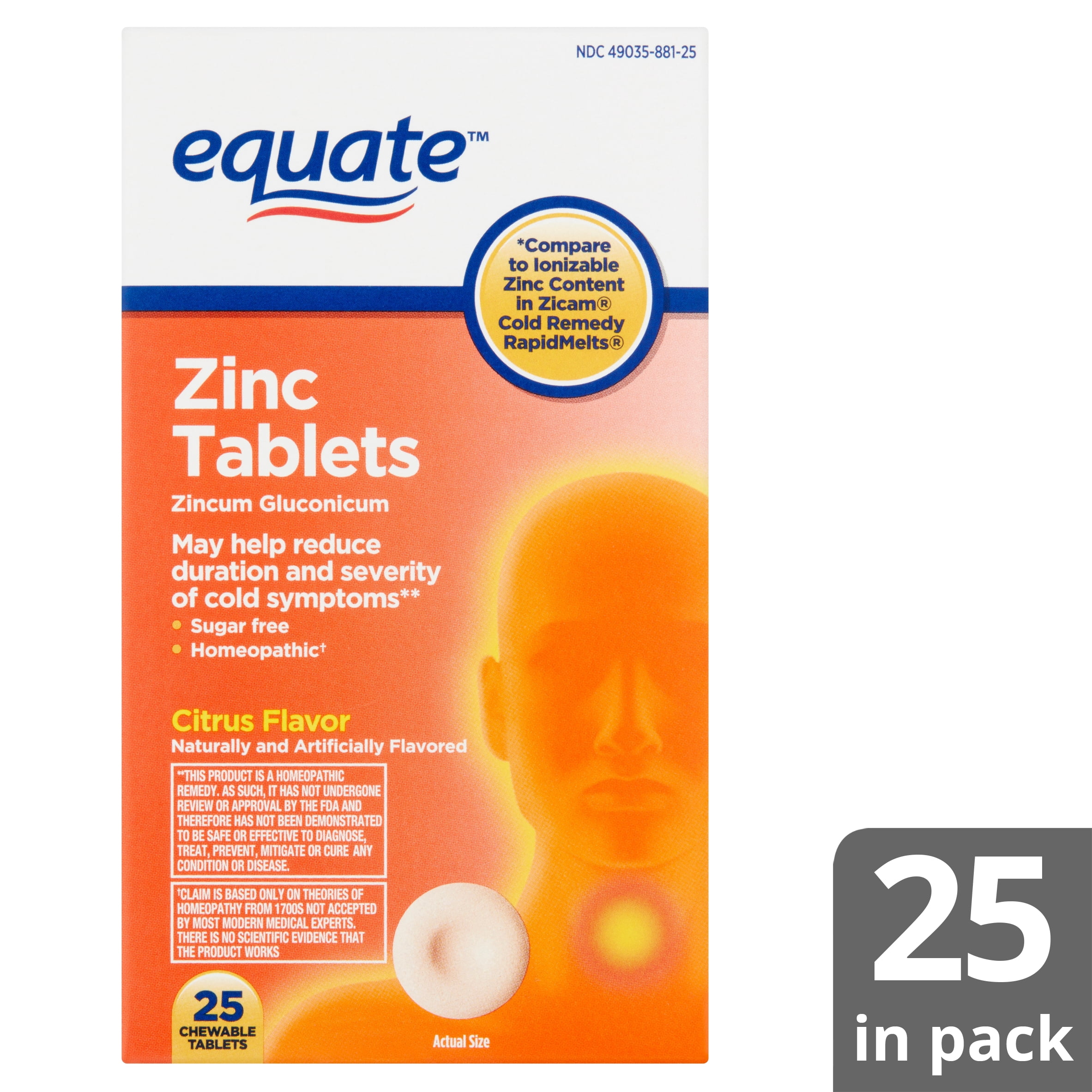 Buy Equate Zinc Chewable Tablets Citrus Flavor 25 Count Online In Indonesia 637643707