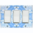 thumbnail image 1 of Metal Light Switch Plate Cover Mandala Blue White Floral Pattern Damask MDL079, 1 of 13