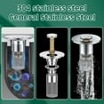 thumbnail image 4 of 3 in 1 Sink Drain Strainer with Hair Catcher,2PCS Stainless Steel Popup Sink Stopper with Basket for Bathroom Kitchen Shower,Pop-up Bounce Core Floor Basin Drain Filter,Replacement Sink Plug, 4 of 7