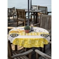 thumbnail image 2 of Outdoor Tablecloth with Umbrella Hole for Patio/Picnic/Party/Camping, Bee Truck Waterproof Table Cloth Round Cover Washable, Yellow Honey Daisy Floral Plaid Wooden Grain (Dia 54"), 2 of 8